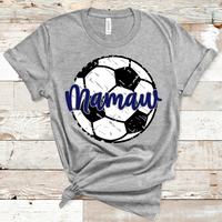 Mamaw Distressed Soccer Ball Navy Text Direct to Film Transfer - 10 to 14 Day Ship Time