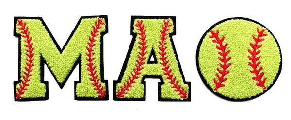 Softball Chenille Patches With Iron On Backing - Expected Ship Time 4 - 6 Weeks After Placing Your Order