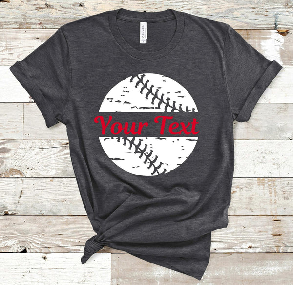 Split Distressed Baseball Add Your Own Text Screen Print Transfer - RTS
