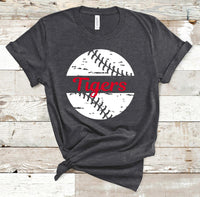 Split Distressed Baseball Add Your Own Text Screen Print Transfer - RTS