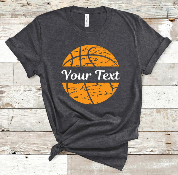 Split Distressed Basketball Add Your Own Text Screen Print Transfer - RTS
