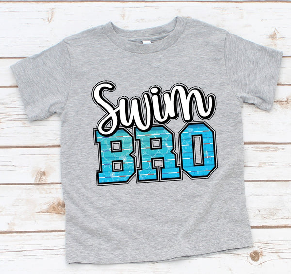 Swim Bro White Lettering Youth Size Direct to Film Transfer - 10 To 14 Day TAT