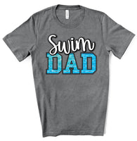 Swim Dad White Lettering Animal Print Direct to Film Transfer - 10 to 14 Day Ship Time