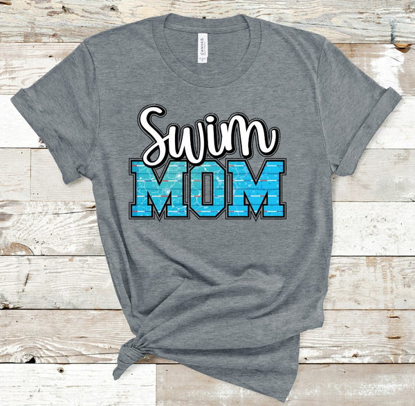 Swim Mom White Lettering Animal Print Direct to Film Transfer - 10 to 14 Day Ship Time