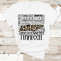 Tennessee State Leopard Typography Black Word Art Direct to Film Transfer - 10 to 14 Day Ship Time