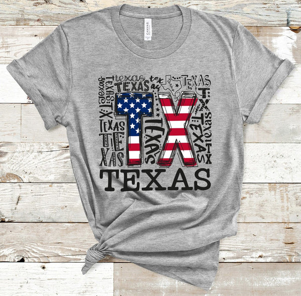 Texas Flag Typography Word Art Direct to Film Transfer - 10 to 14 Day Ship Time