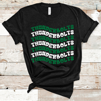 Thunderbolts Wavy Retro Mascot Green and White Direct to Film Transfer - 10 to 14 Day Ship Time