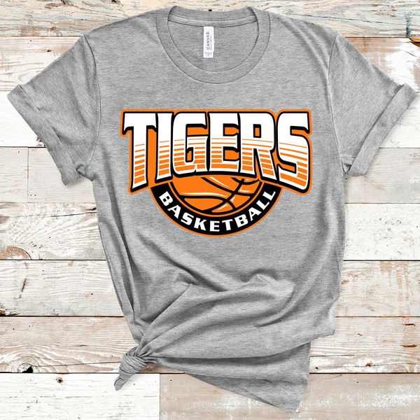 Tigers Basketball Orange, White and Black Text Direct to Film Transfer - 10 to 14 Day Ship Time