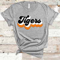 Tigers Retro Font Orange, White, and Black Direct to Film Transfer - 10 to 14 Day Ship Time