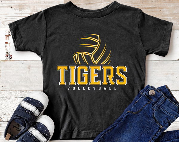 Tigers Volleyball Gold and White Direct to Film Transfer - YOUTH SIZE - 10 to 14 Day Ship Time
