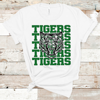 Tigers Mascot Green and Black Adult Size Direct to Film Transfer - 10 to 14 Day Ship Time