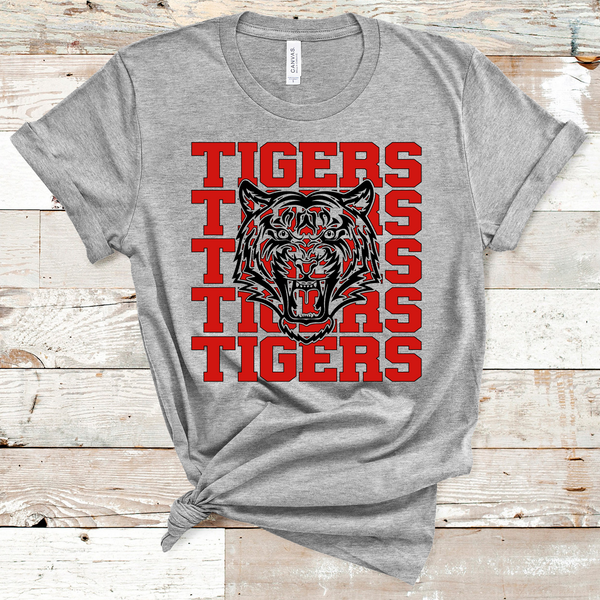 Tigers Mascot Red and Black Adult Size Direct to Film Transfer - 10 to 14 Day Ship Time