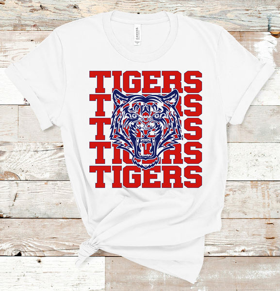 Tigers Mascot Red and Navy Adult Size Direct to Film Transfer - 10 to 14 Day Ship Time