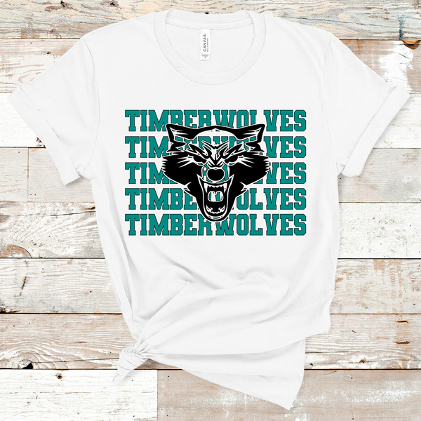 Timberwolves Mascot Teal and Black Adult Size Direct to Film Transfer - 10 to 14 Day Ship Time