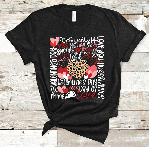 Valentine's Day Word Art with Leopard Adult Size - HIGH HEAT FORMULA - RTS