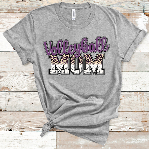 Volleyball Mom Purple and Animal Print Direct to Film Transfer - 10 to 14 Day Ship Time