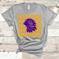 Warriors Mascot Gold and Purple Adult Size Direct to Film Transfer - 10 to 14 Day Ship Time