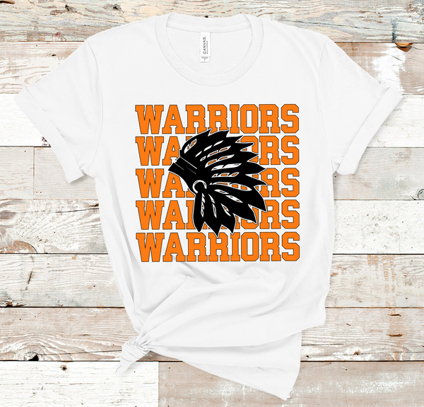 Warriors Mascot Orange and Black Adult Size Direct to Film Transfer - 10 to 14 Day Ship Time