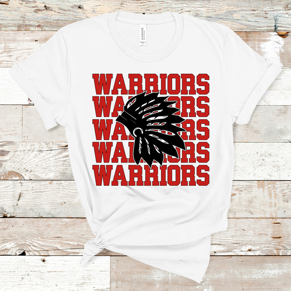 Warriors Mascot Red and Black Adult Size Direct to Film Transfer - 10 to 14 Day Ship Time