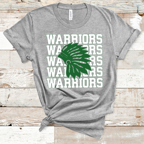 Warriors Mascot White and Green Adult Size Direct to Film Transfer - 10 to 14 Day Ship Time