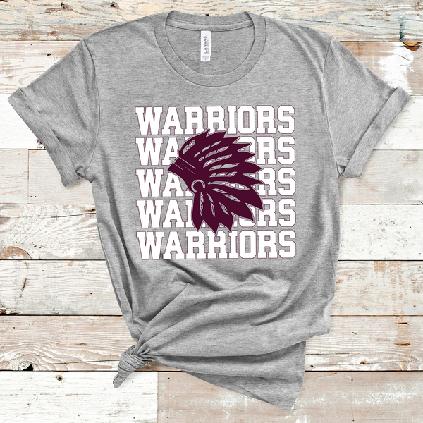 Warriors Mascot White and Maroon Adult Size Direct to Film Transfer - 10 to 14 Day Ship Time