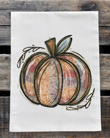 Watercolor Tie-Dye Pumpkin Flour Sack Towel Screen Print Transfer - HIGH HEAT FORMULA - RTS