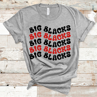 Big Blacks Wavy Retro Mascot Red and Black Direct to Film Transfer - 10 to 14 Day Ship Time