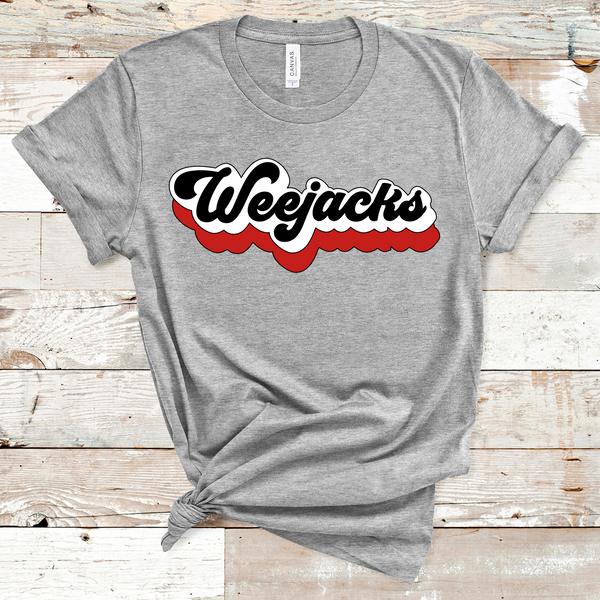 Weejacks Retro Font Red, White, and Black Direct to Film Transfer - 10 to 14 Day Ship Time