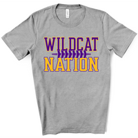 Wildcat Nation Football Laces Purple and Gold Direct to Film Transfer - 10 to 14 Day Ship Time