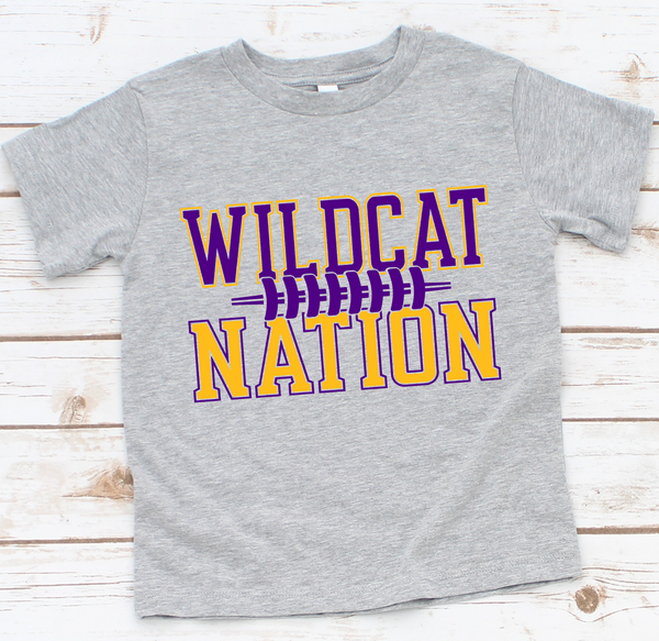 Wildcats Nation Football Laces Purple and Gold Direct to Film Transfer - YOUTH SIZE - 10 to 14 Day Ship Time