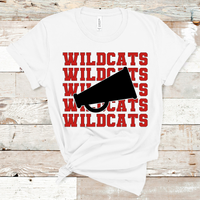 Wildcats Stacked Mascot Cheer Red and Black Adult Size Direct to Film Transfer - 10 to 14 Day Ship Time