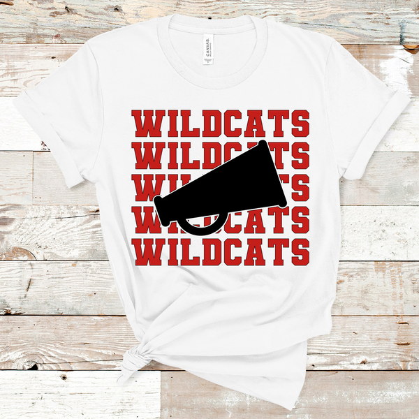 Wildcats Stacked Mascot Cheer Red and Black Adult Size Direct to Film Transfer - 10 to 14 Day Ship Time