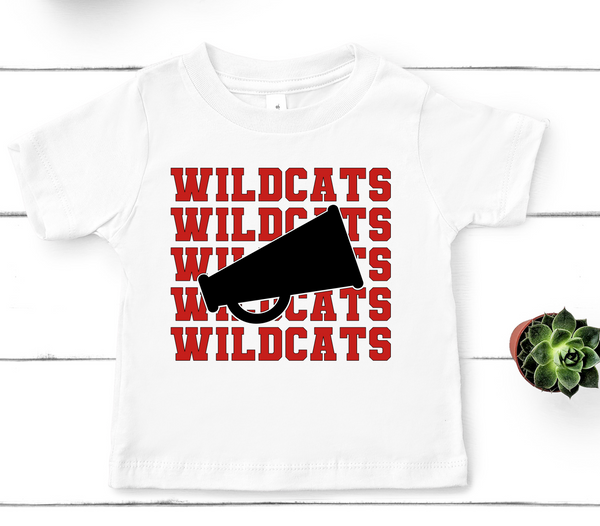 Wildcats Stacked Cheer Mascot Red and Black Direct to Film Transfer - YOUTH SIZE - 10 to 14 Day Ship Time