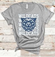 Wildcats Stacked Mascot Design White and Navy Adult Size Direct to Film Transfer - 10 to 14 Day Ship Time