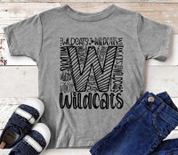 Wildcats School Mascot Screen Print Transfer Youth - RTS