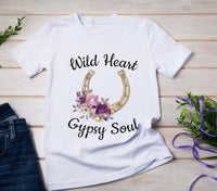 Wild Heart Gypsy Soul Purple Floral Horseshoe Adult Size - SUBLIMATION TRANSFER - RTS