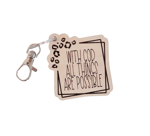 With God All Things Are Possible Animal Print Keychain
