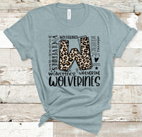 Wolverines Leopard Typography Word Art Direct to Film Transfer - 10 to 14 Day Ship Time