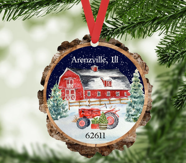 Wholesale Christmas on the Farm Arenzville, Ill 62611 Faux Wood Slice Ornament