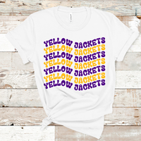 Yellow Jackets Wavy Retro Mascot Purple and Gold Direct to Film Transfer - 10 to 14 Day Ship Time